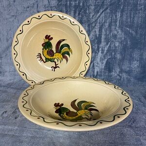 2 Metlox Poppytrail California Provincial Green Rooster Large 10” Serving Bowl